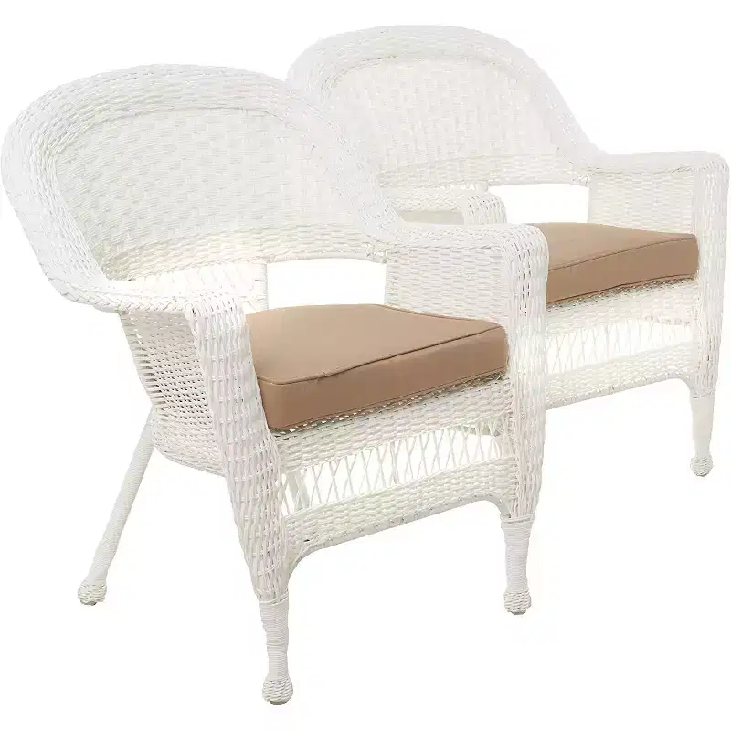 HomeStock Zen Zone Chair Set of 2, Durable Resin Wicker, Weather-Resistant with Cushions