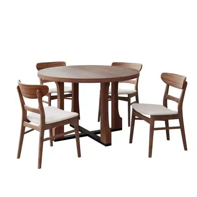 Christopher Knight Home Belle 5 Pieces Mid-Century Modern Wood Upholstered Dining Set