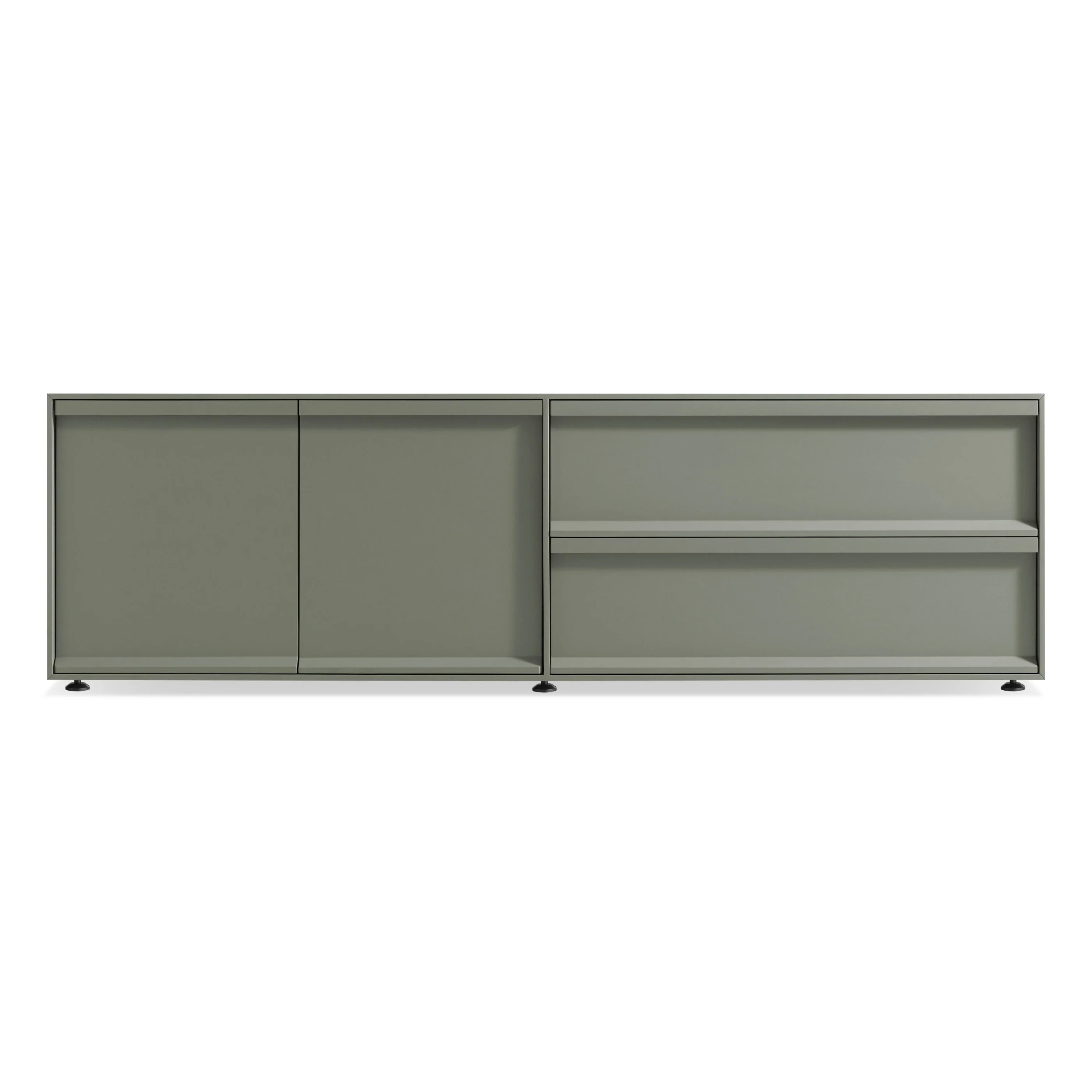 Modern Grey Green Wood Dresser with Soft-Close Doors for Living Room