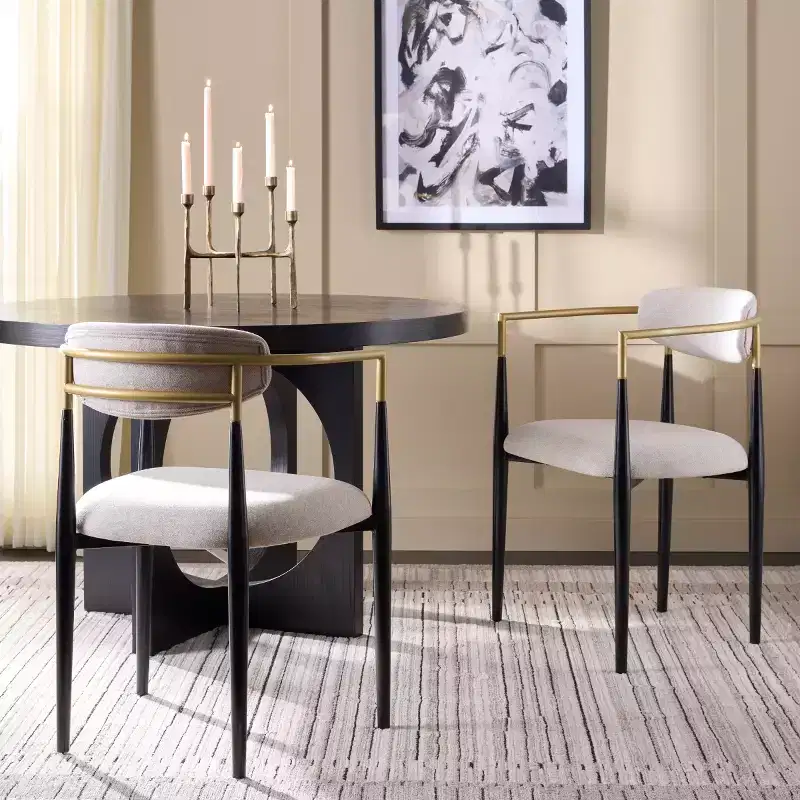 Covelle Dining Arm Chair - Set of 2 - DCH6401 - Black Gold/Dove Grey - Safavieh
