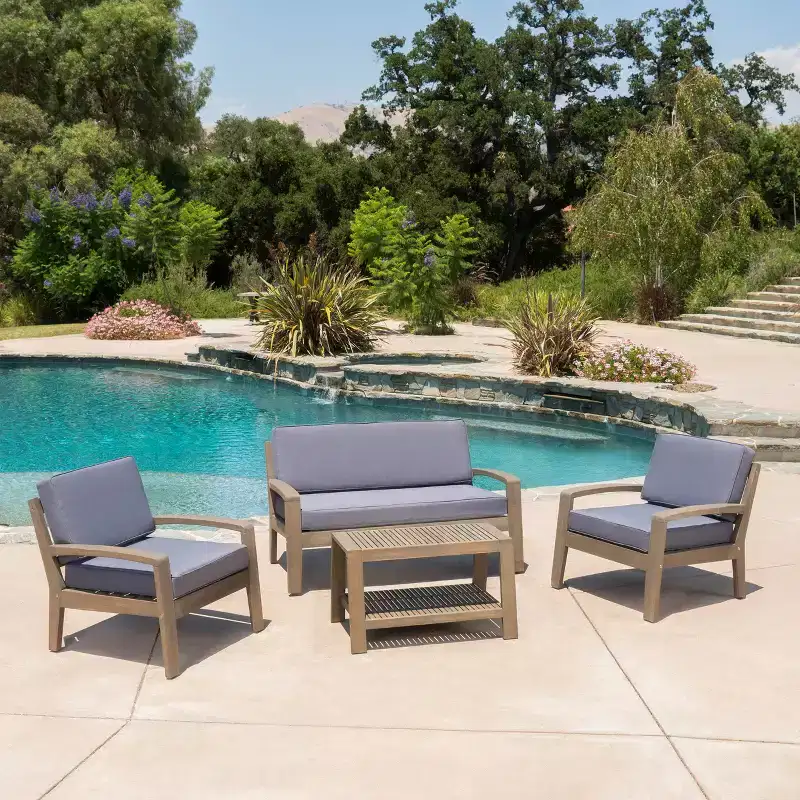 Grenada 4pc Acacia Chat Set - Gray/Dark Gray - Christopher Knight Home