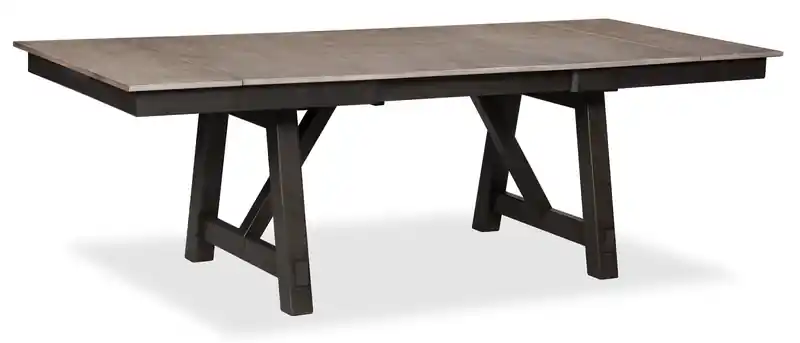 Dining Table with 66-94W Extension, Melamine, Trestle Base