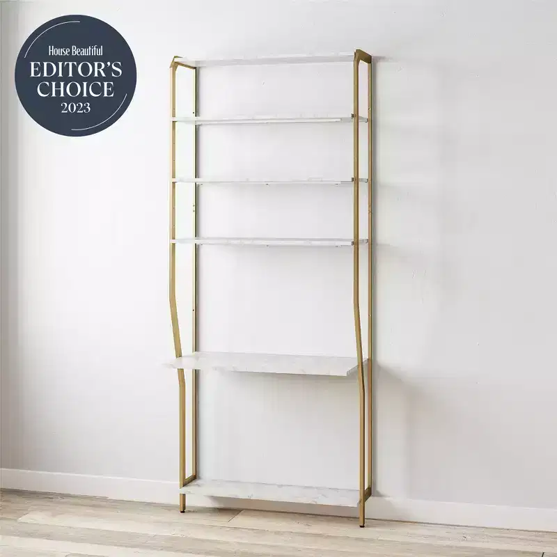 Gwyneth Closet - Vanity, White Faux Marble and Golden Bronze