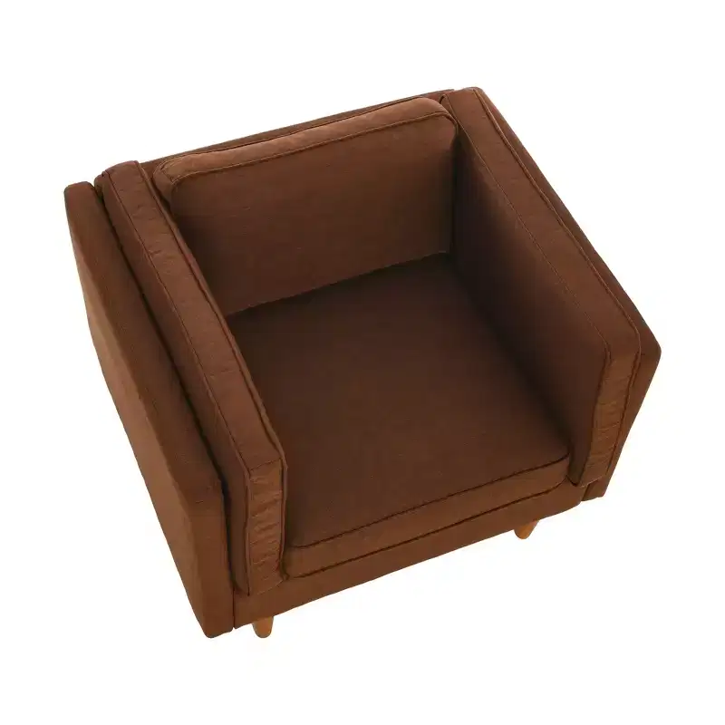 Modern Upholstered High Sided Arm Chair with Solid Wood Legs