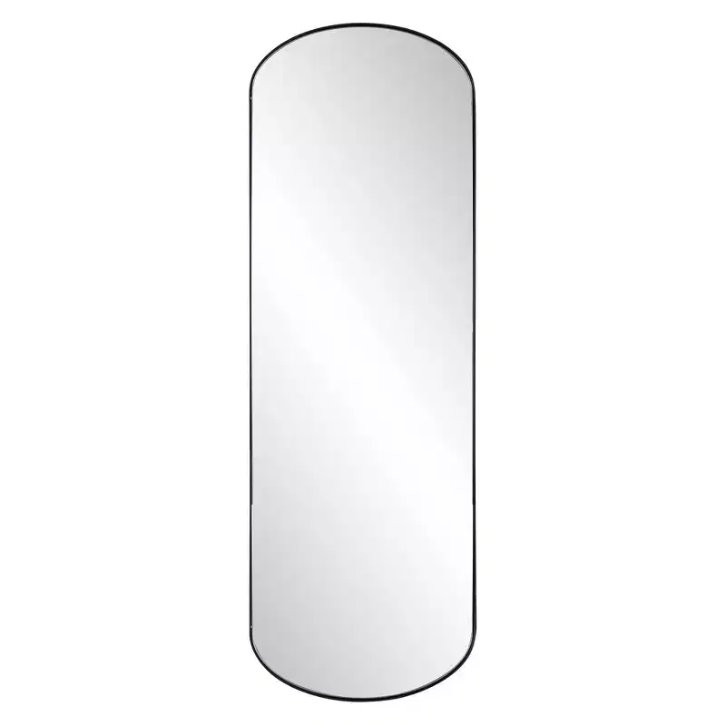 Stainless Steel Framed Capsule Mirror, Brushed Black
