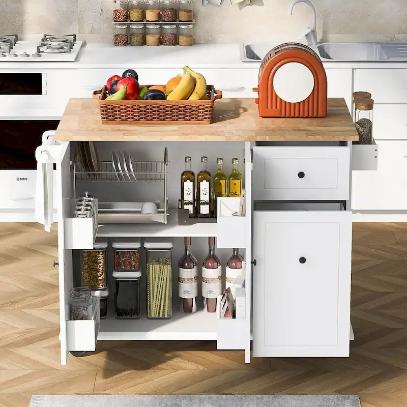 54 Kitchen Island Cart with Wheels