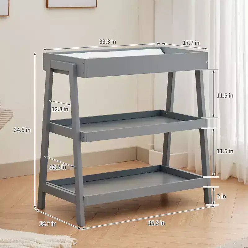 Acekool Baby Changing Table with Waterproof Pad, Portable Diaper Changing Station with 2 Tier Storage Shelves for Infant