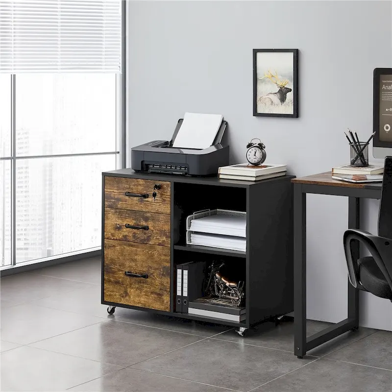 Rolling File Cabinet with 3 Drawers and 2 Shelves
