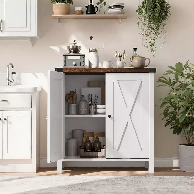 Sideboard Buffet Cabinet, Small Storage Cabinet with Adjustable Shelves and 2 Doors Accent Entryway Console Cupboard for Living Room