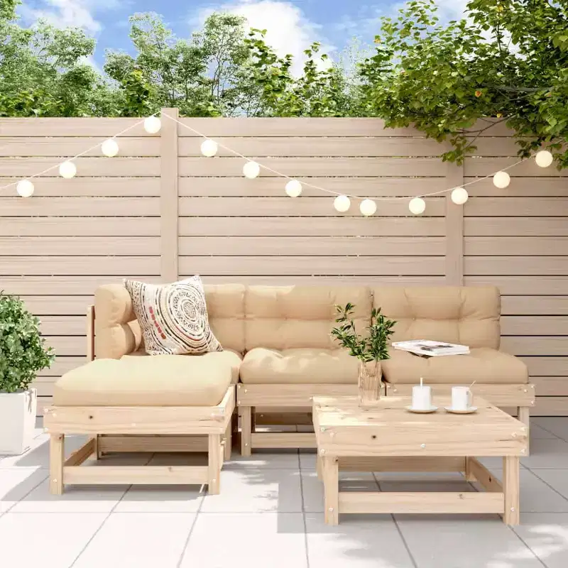 vidaXL Garden Lounge Set Natural Wood Solid Pine Wood Modular Modular