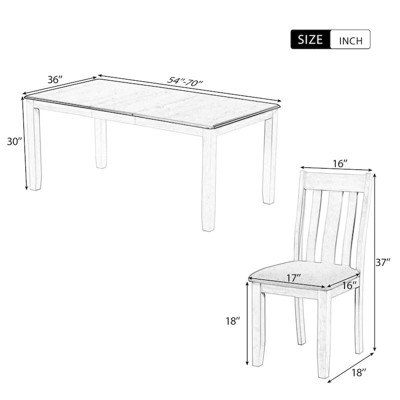 Nestfair Retro Style 7-Piece Dining Table Set with Extendable Table and 6 Upholstered Chairs