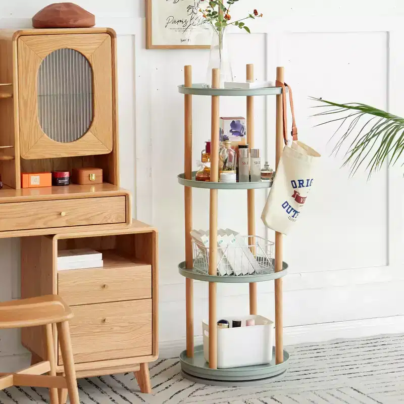MAYEERTY 360 Rotating 4-Tier Bookshelf, Multifunctional Compact Storage Rack for Living Room Bedroom Study Kitchen