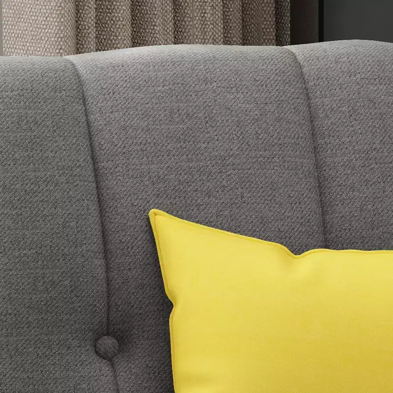 Mid-Century Fabric Button Tufted Club Chair with Channel Stitching