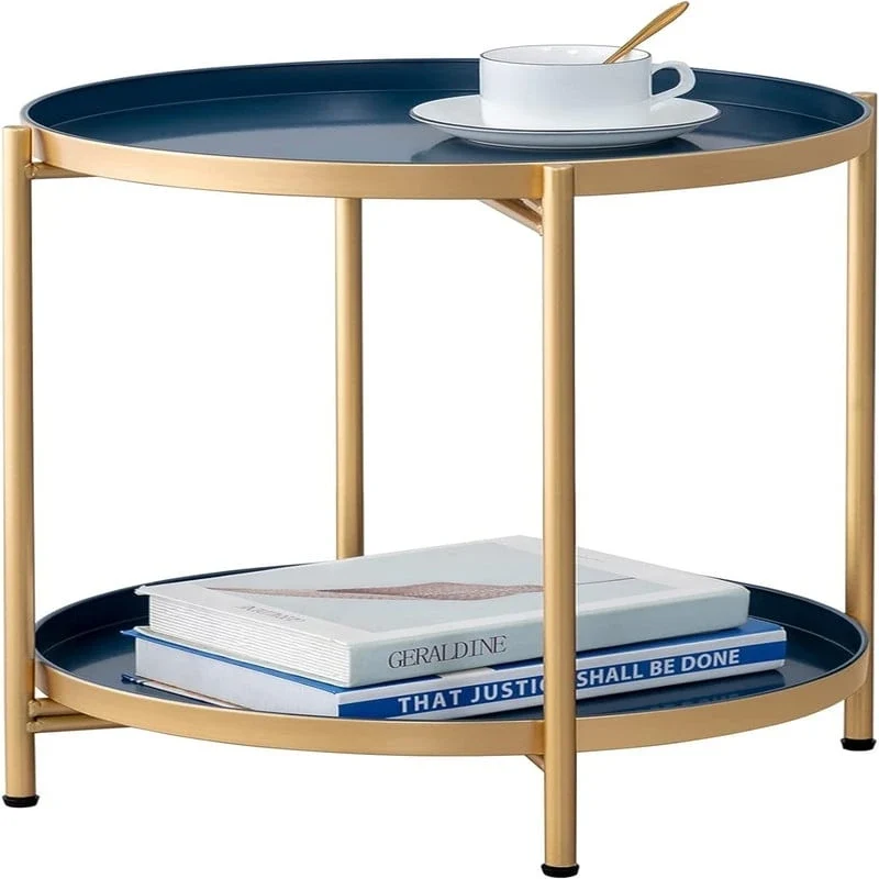 Table 2-Tier Metal Sofa Side Table - 15D x 15W x 20H