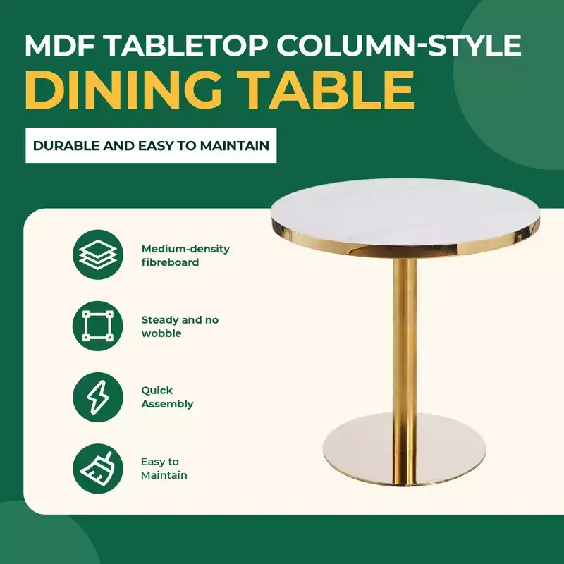 GDFStudio Elara 32W Faux Marble and Metal Pedestal Bistro Table