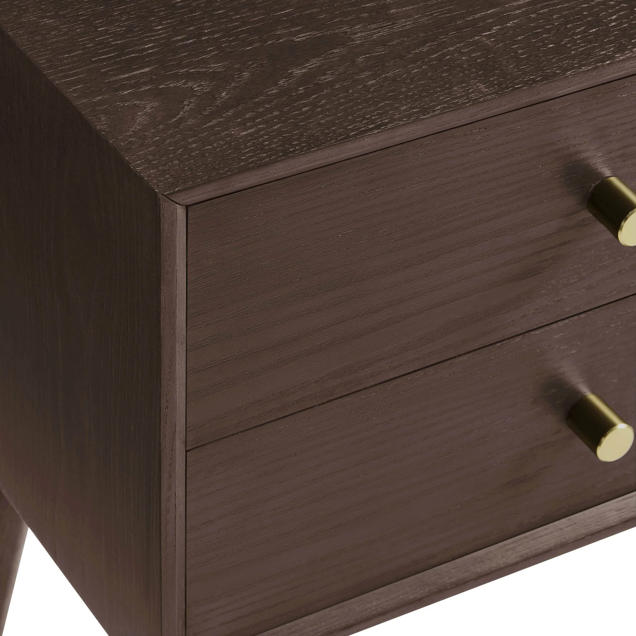 Oak 2 Drawer Bedside Table - Walnut