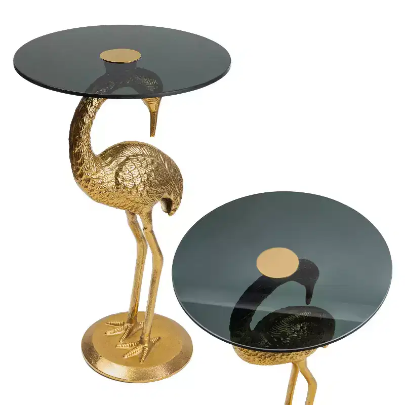 JONATHAN Y Blanche 25 Classic Mid-Century Glass Top Flamingo End Table