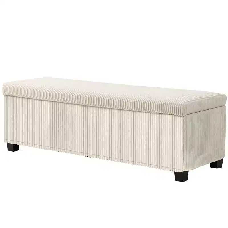 47-Inch Storage Ottoman Bench with Corduroy Upholstery