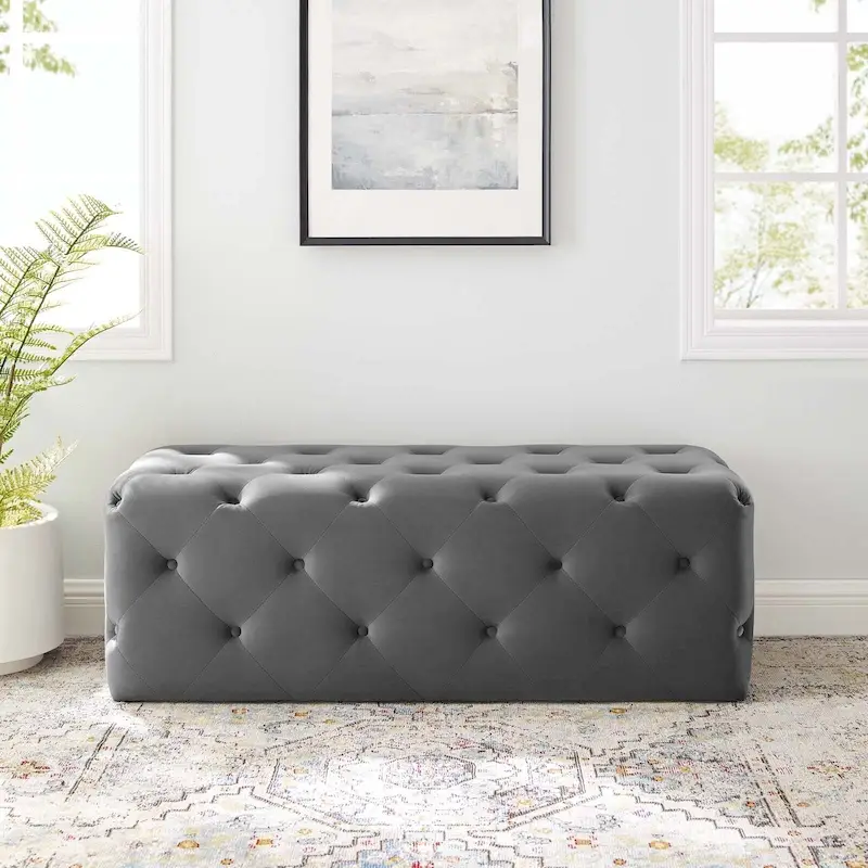 Carson Carrington Ullervad 48-inch Button Tufted Entryway Velvet Bench