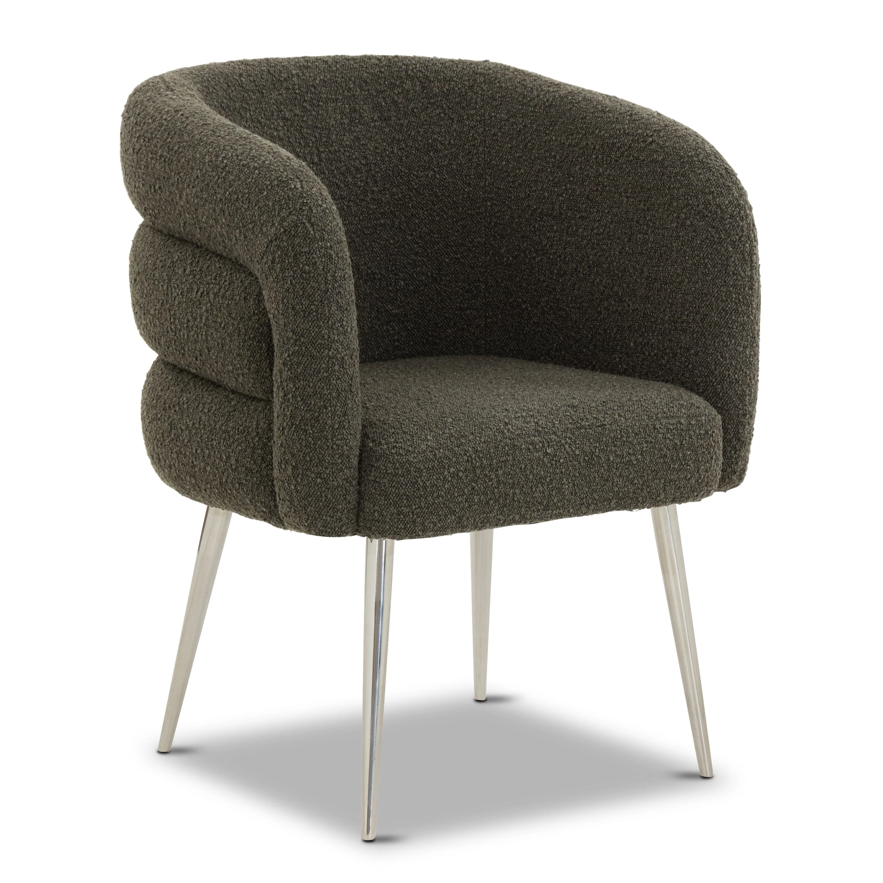 Modern Juniper Green Boucle Dining Chair with Tufted Back