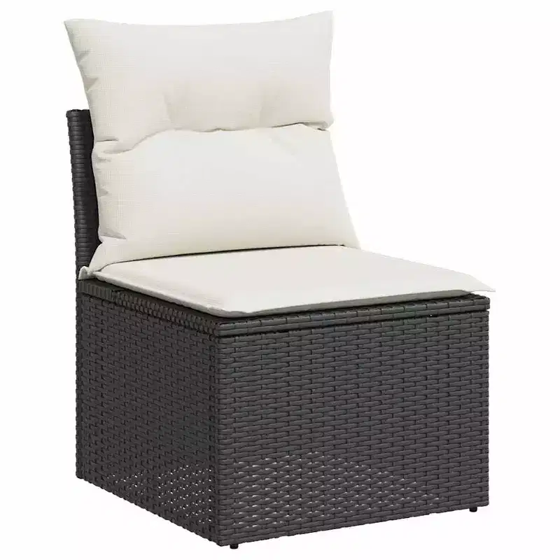 vidaXL Garden Sofa Set Black and Cream White