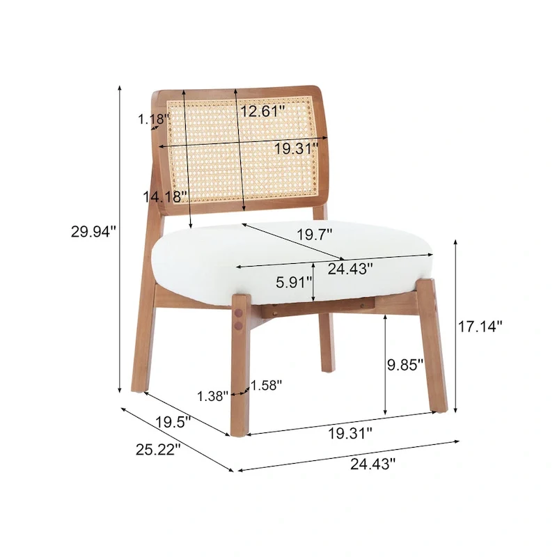 Christopher Knight Home -Alma (Set of 2) Modern Beige Lounge Chair with Woven Backrest, Sturdy Wooden Frame