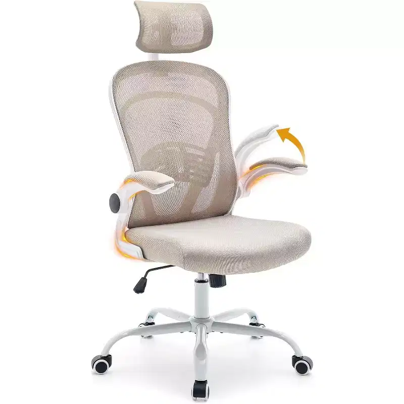 Ergonomic Office Chair with Flip-Up Armrests, Lumbar Support & Wide Seat