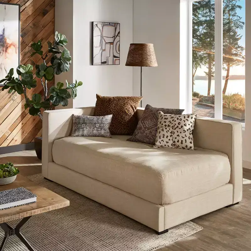 Twin Upholstered Platform Bed Frame – Beige
