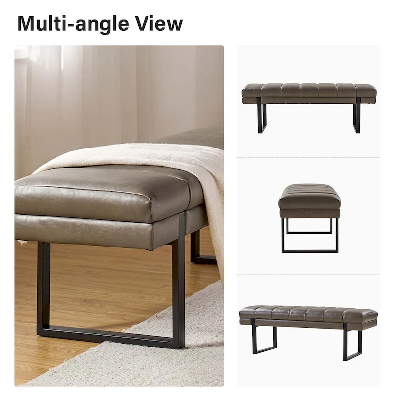 Laurens Modern 52.5 Channel Tufted Bench with Mental Legs by HULALA HOME