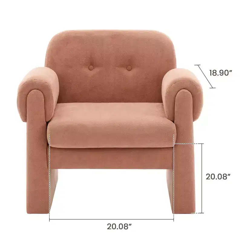 Fluffy Cloud Upholstered Accent Armchair Set of 2 Velvet Ergonomic Bedroom Reading Chair