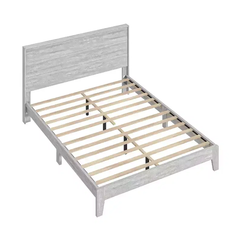 Galano Queen Payne Luxe Bed with Headboard  Dusty Grey Oak