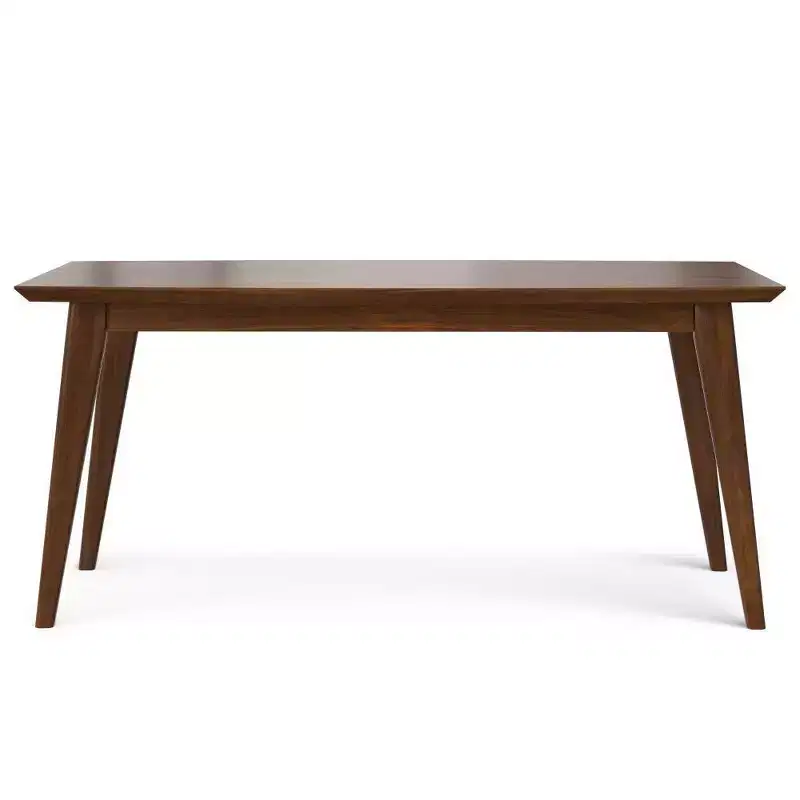 Mid-Century Rectangle Dining Table, Rubberwood Frame, Seats 6, Brown, 66