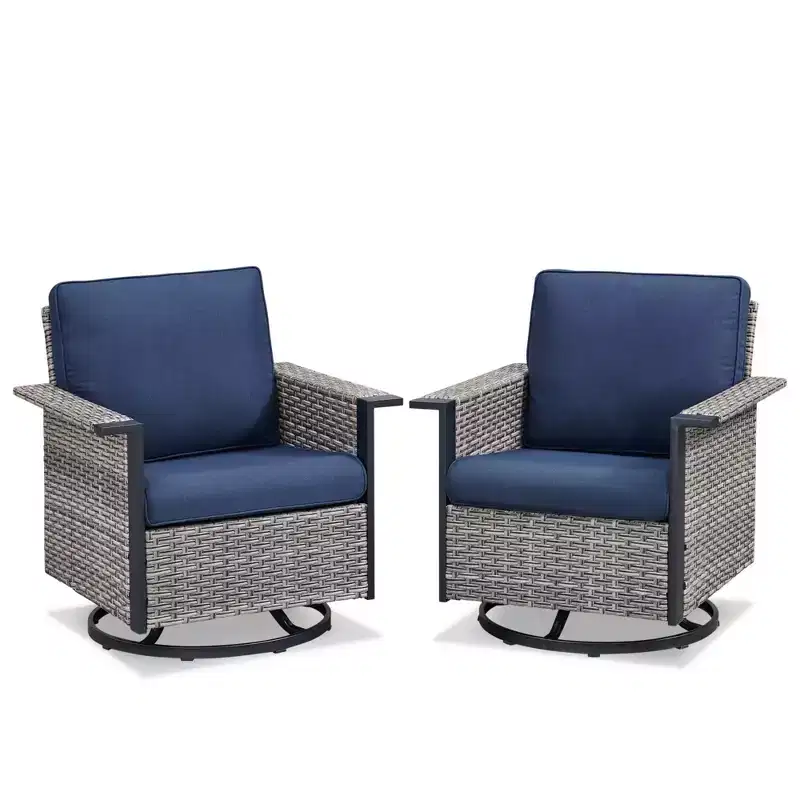 Outdoor Wicker Armchairs Set2-Piece Swivel Rocker Set