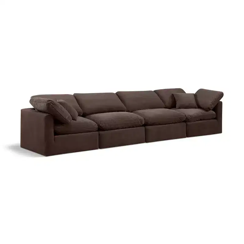 Meridian Furniture,Indulge Brown Velvet Modular Sofa