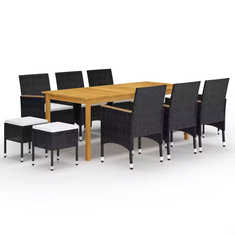vidaXL Dining Set Table: Chairs: Cushions: