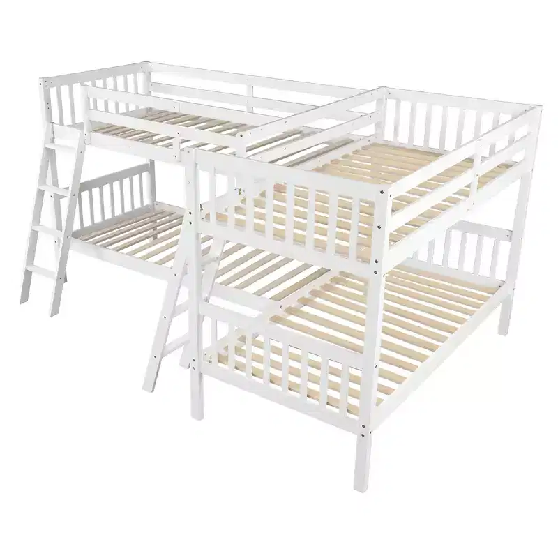 Whisen Twin-Over-Twin L-Shaped Bunk Bed with Ladder
