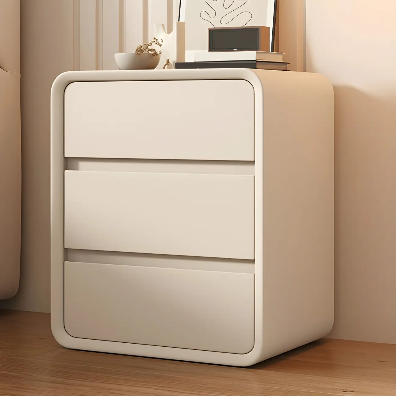 Scandinavian Wood Narrow Bedside Cabinet