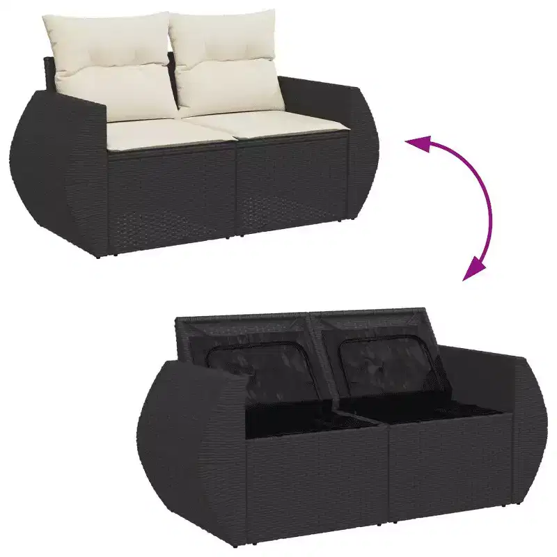 vidaXL Garden Sofa Set Black Poly Rattan Large Modular Garden Sofa Set