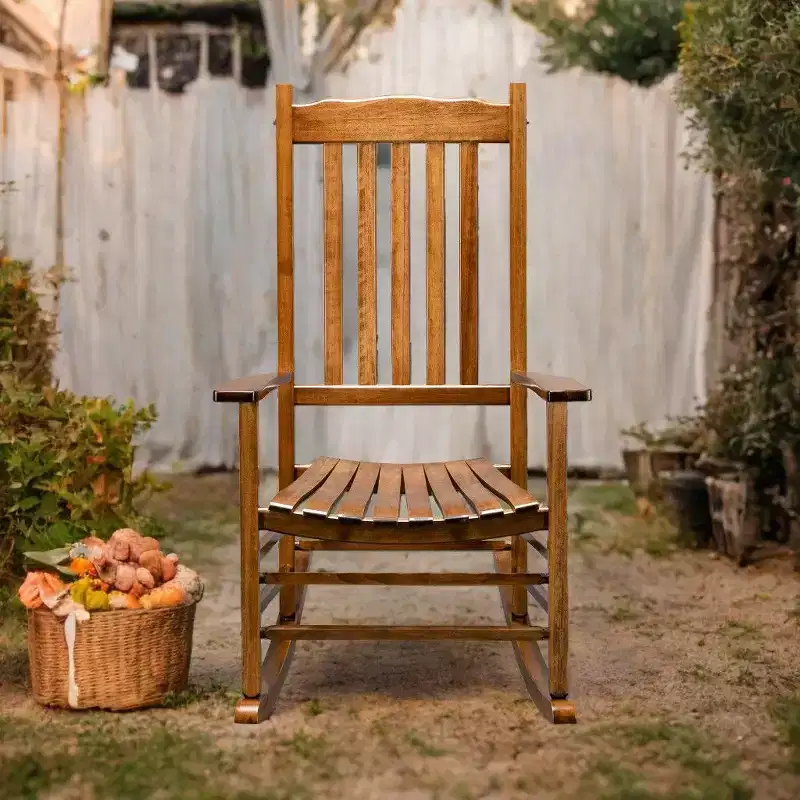 Karl Home | 24-Inch Solid Wood Patio Rocking Chair