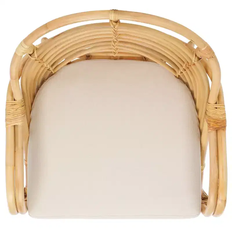 Rattan Accent Chair with Removable Cushion & Wood Frame