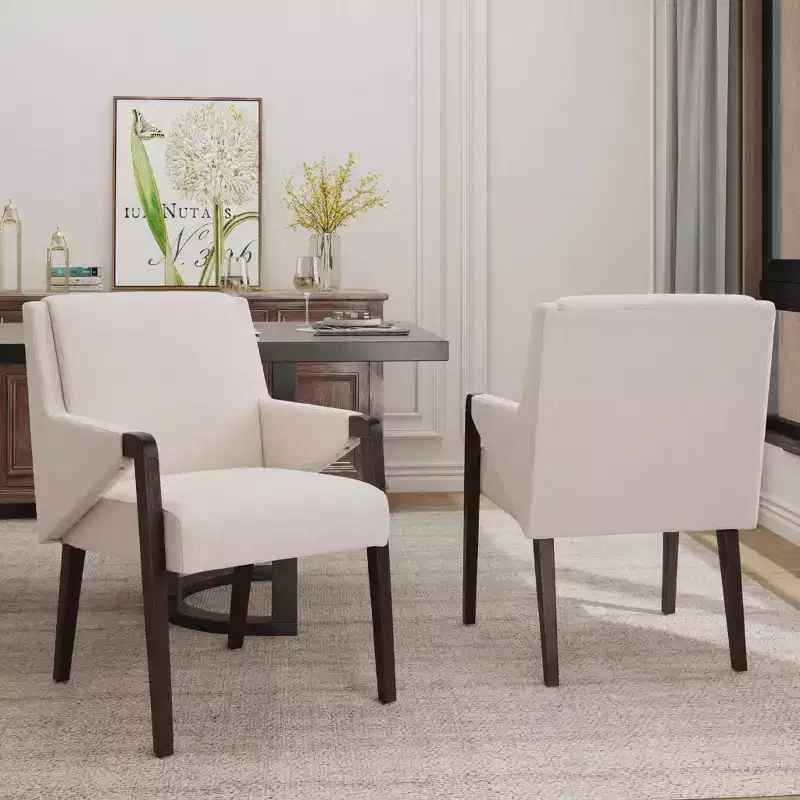 Christopher Knight Home Nattapong Modern Rubberwood Linen Upholstered Dining Chairs (Set of 2)