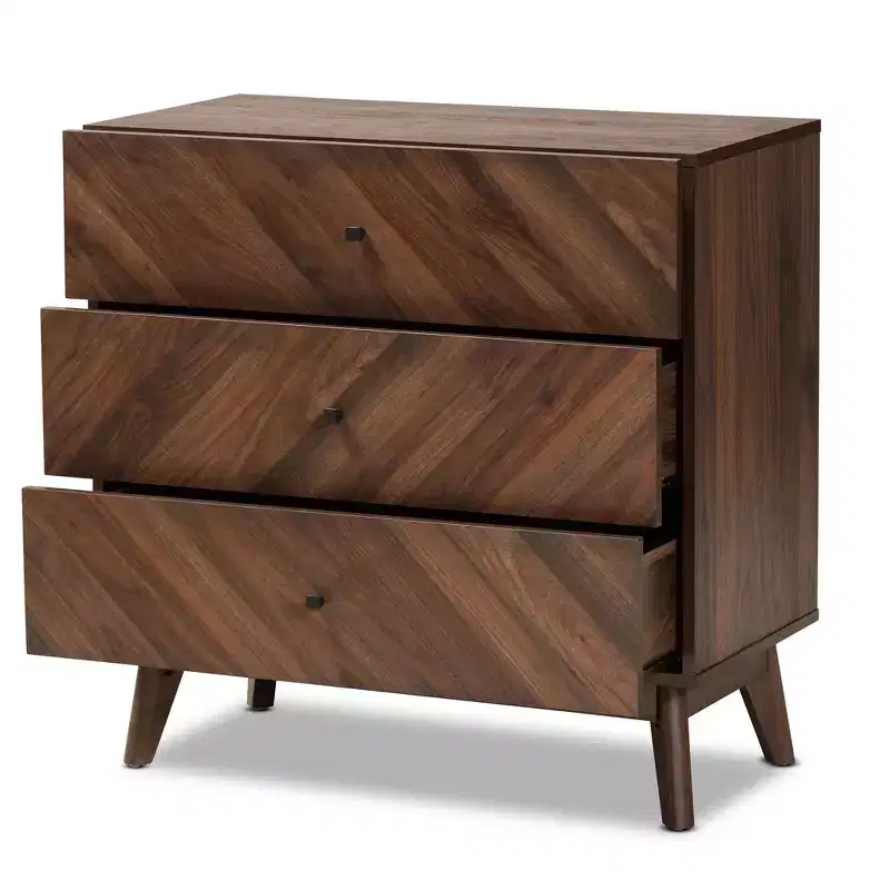 Wood 3 Drawer Storage Chest Walnut Brown - Sleek Bedroom Organizer