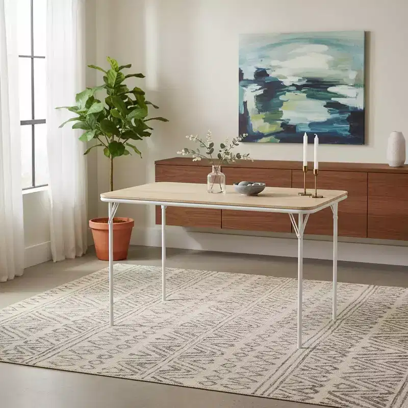 FurnitureR 42.9 Folding Table with MDF Wood Top and Sturdy Metal Legs, Space-Saving Foldable Desk for Dining, Study, Small Apartments & Outdoor Use