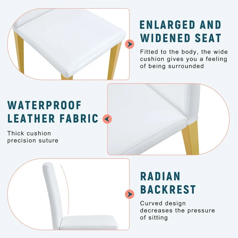 Dining Chairs Set of 4,Modern Kitchen & Dining Room Chairs,Faux Leather Cushion Seat Metal Legs