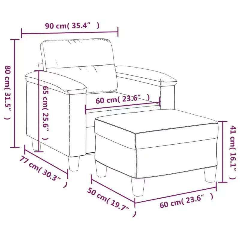 vidaXL Sofa Chair With Footstool Light Grey
