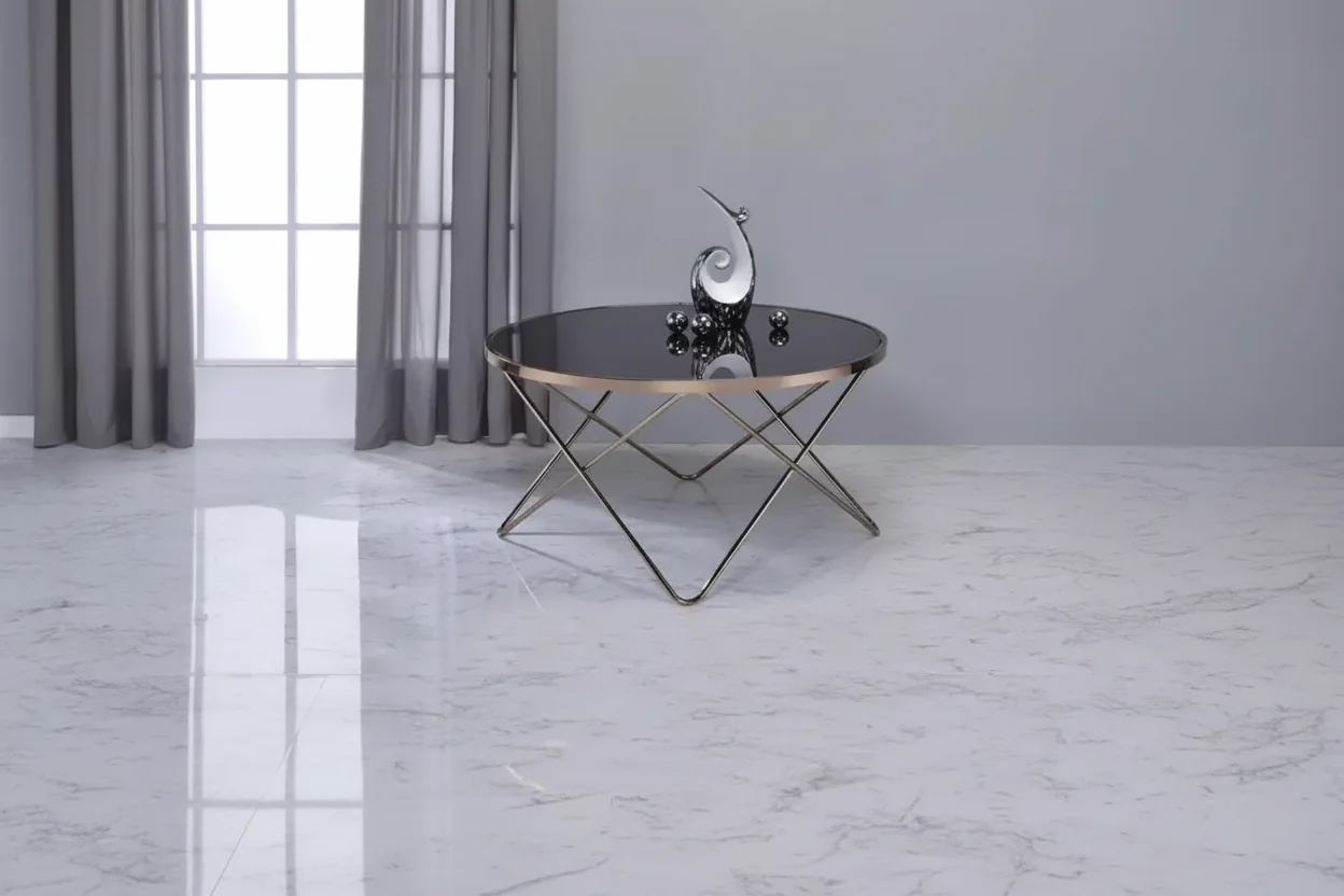 Black Glass and Gold Modern Coffee Table
