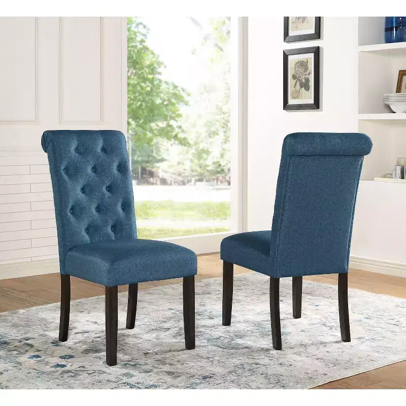 Okak Modern Solid Wood Dining Chairs with Luxury Tufted Back, Set of 2, Upholstered Kitchen Side Chairs for Living/Dining Room