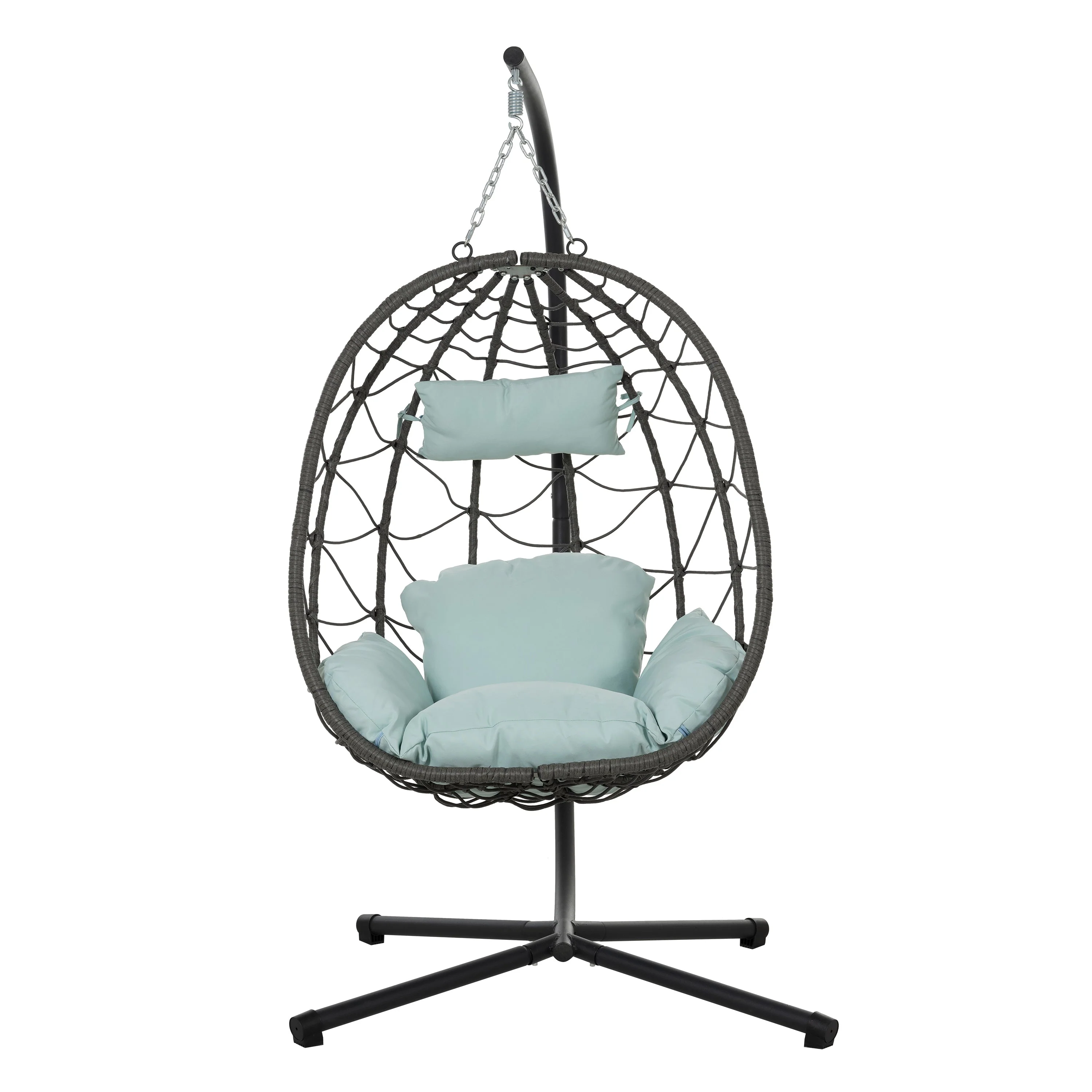 Wicker Hanging Egg Chair Basket Swing with Freestanding Stand