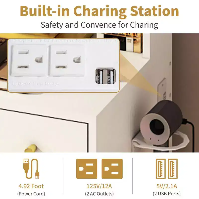 Karl Home Makeup Vanity Set with LED Lights and Power Outlets