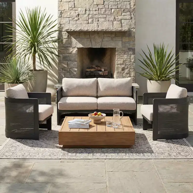 Christopher Knight Home Kirti Modern 3 Piece Patio Aluminum Seating Set with Cushion (Table Not Included)
